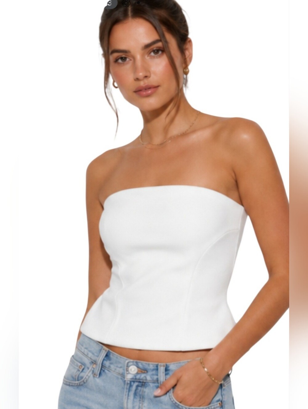Zara NWT White Structured Strapless Corset Tube Top Size Small